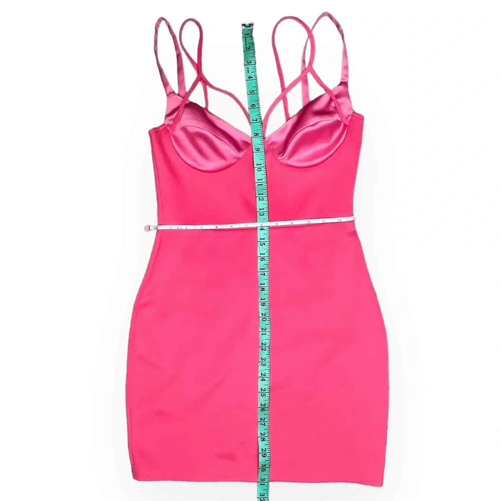 Revolve Pink Satin Caged Detail Bustier Bodycon Mini Dress Sample Size Small - Picture 6 of 8